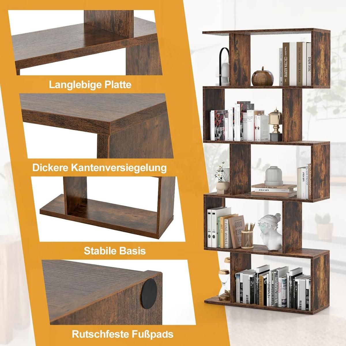 BUCHERREGAL Vintage Eiche Dekor - Alteiche, Holz (70/158/24cm) - COSTWAY