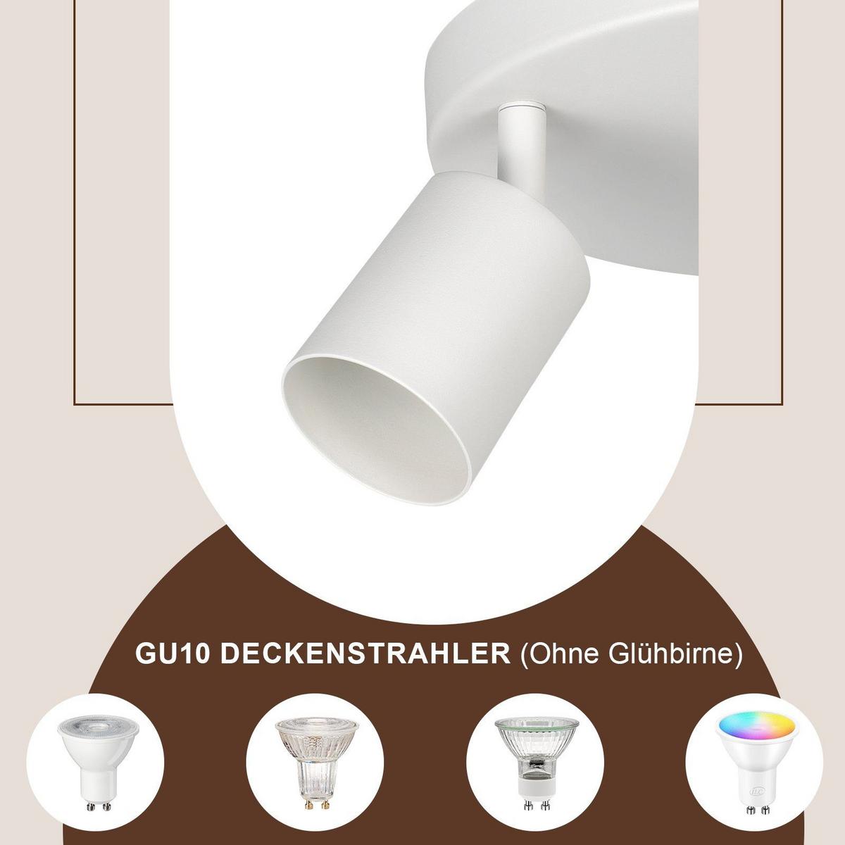 DECKENSTRAHLER Freiheit 3-flammig 24/24/14 cm - Weiß, Metall (24/24/14cm) - Nettlife