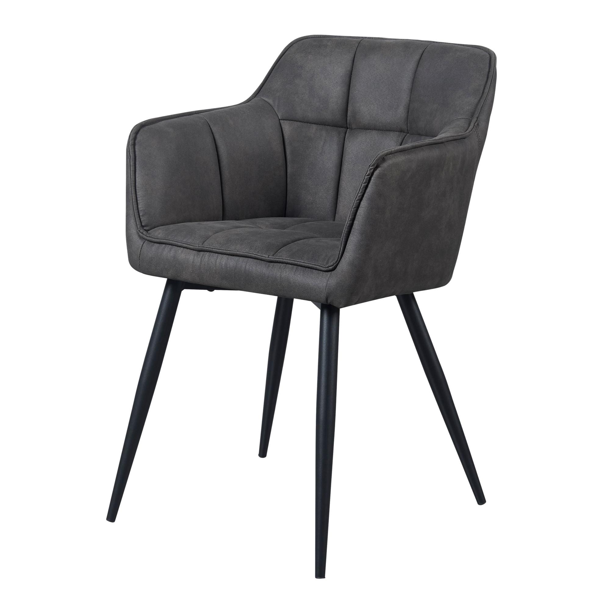 ARMLEHNSTUHL Birmingham - Dunkelgrau/Schwarz, Textil/Metall (60/82/59cm) - [en.casa]