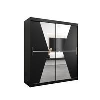 SCHWEBETÜRENSCHRANK 200/180/62 2-türig - Silberfarben/Schwarz, Holz/Kunststoff (180/200/62cm) - MÖBEL KRYSPOL