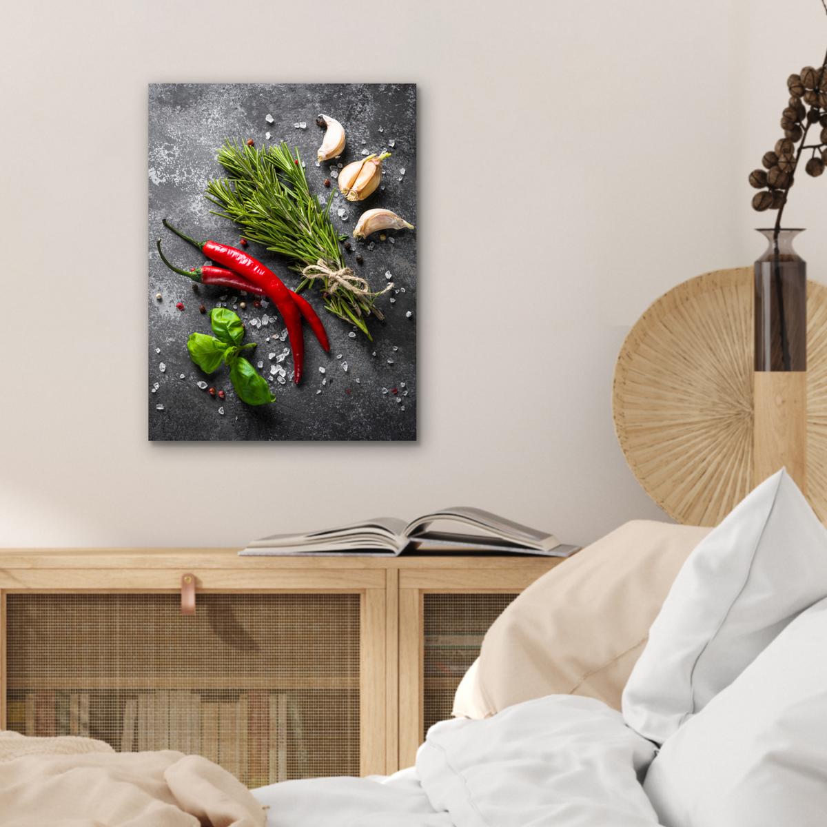 METALLBILD Pfeffer - Kräuter - Gewürze - Beton 30x40 cm - Dunkelgrau, Metall (30/40cm) - MuchoWow