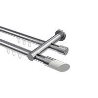 GARDINENSTANGE INNENLAUF Platon Verano 420 cm (geteilt in 3 x 140 cm), 2-läufig, 20 mm Ø Chrom - Chromfarben/Weiß, Metall (420cm) - INTERDECO