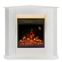 ELEKTROKAMIN 2000W dreieckig weiß mit Flammeneffekt - Weiß, Holz (96/93/57cm) - Juskys