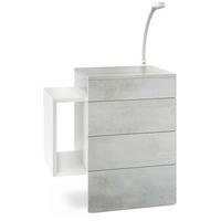 NACHTTISCH Queens Front in Beton Oxid Optik - Hellgrau, Holzwerkstoff (60/63/36cm) - Vladon