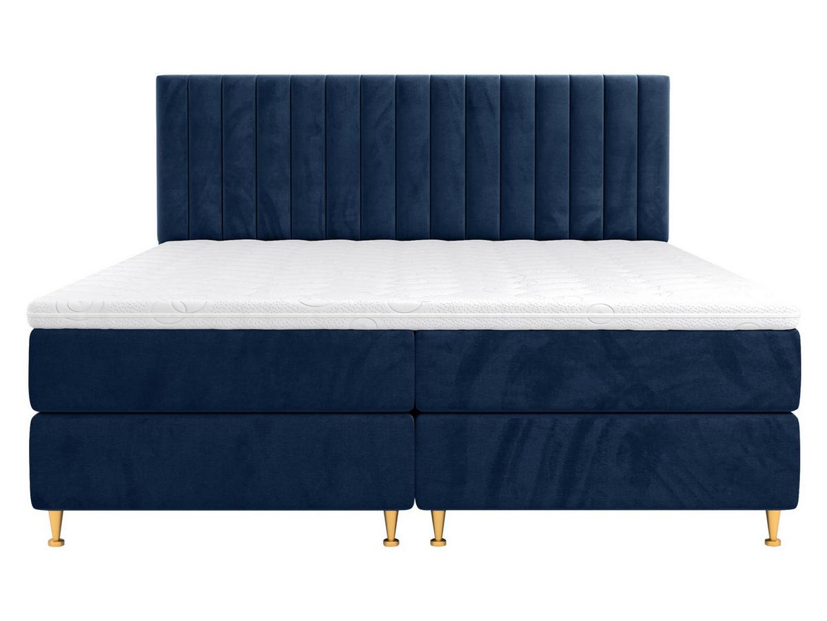 BOXBETT Elegance - H3 - Blau/Goldfarben, Holz/Textil (140/200cm) - MIRJAN24
