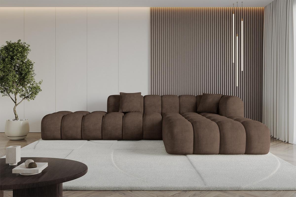 ECKSOFA Ottomane Rechts OLEA-L2 - 289x176x71 cm Braun - Schwarz/Braun, Holzwerkstoff/Kunststoff (289/176cm) - ALTDECOR