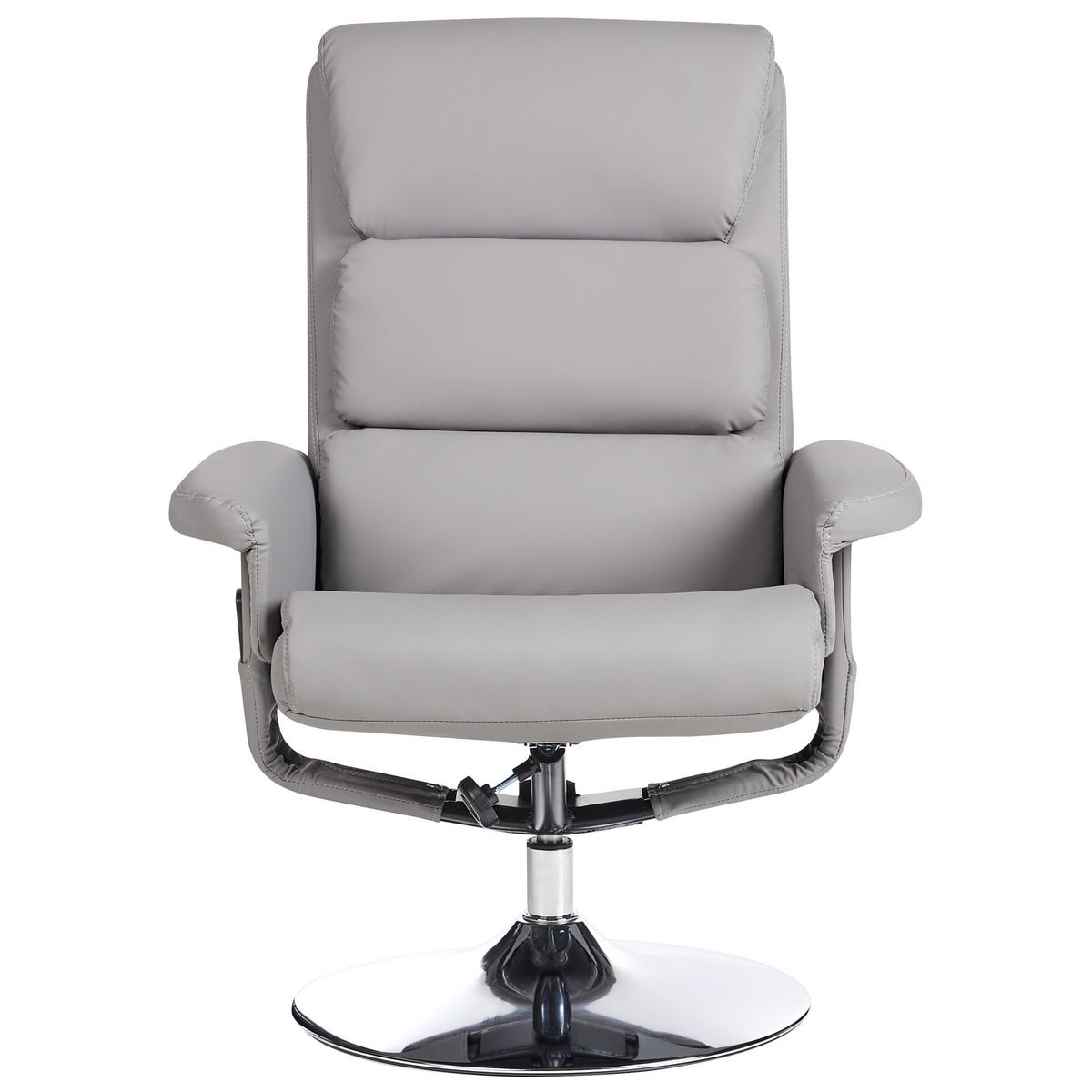 MASSAGESESSEL mit Fußhocker Kunstleder Grau Legend - Grau, Textil/Metall (50/103/80cm) - Beliani