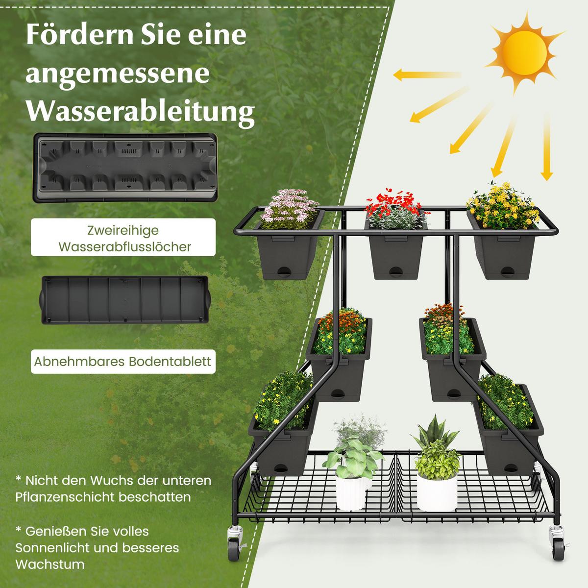 BLUMENREGAL Schwarz - Schwarz, Metall (100/99/56cm) - COSTWAY