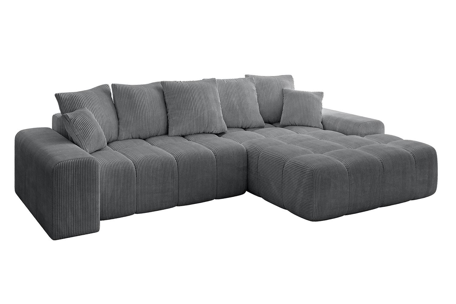 ECKSOFA Ottomane Rechts ENSI-L - 267x164x69 cm Dunkelgrau - Dunkelgrau, Holzwerkstoff/Kunststoff (164/267cm) - ALTDECOR