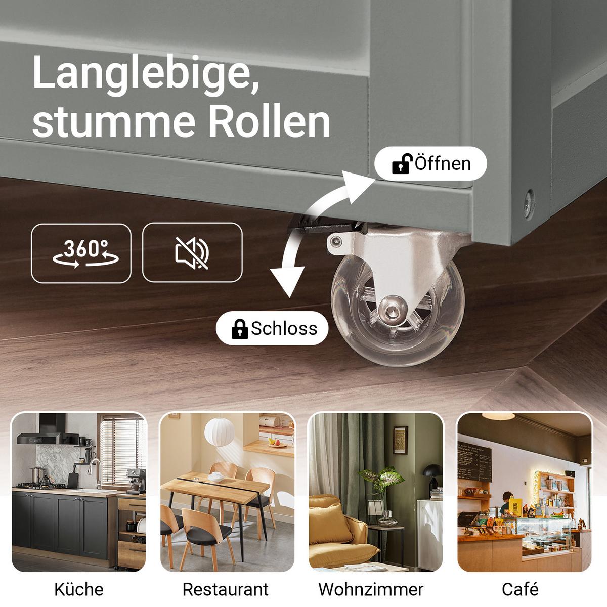 KÜCHENWAGEN Grau - Hellgrau, Holzwerkstoff (67/87/38cm) - SoBuy