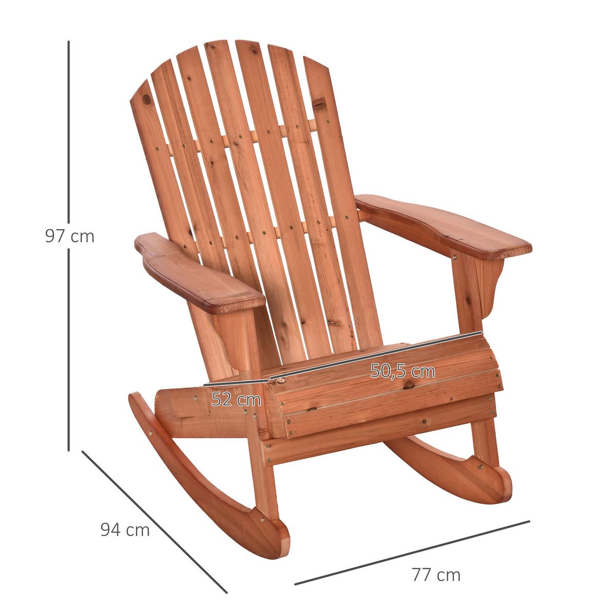 ADIRONDACK Gartenstuhl Schaukelstuhl Schaukelsessel Balkonstuhl Natur - Naturfarben, Holz (94/97/77cm) - Outsunny