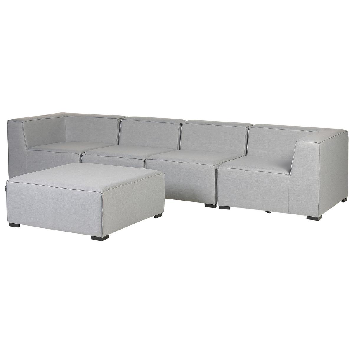 LOUNGE SET 4-Sitzer hellgrau modular Arezzo - Hellgrau, Textil - Beliani