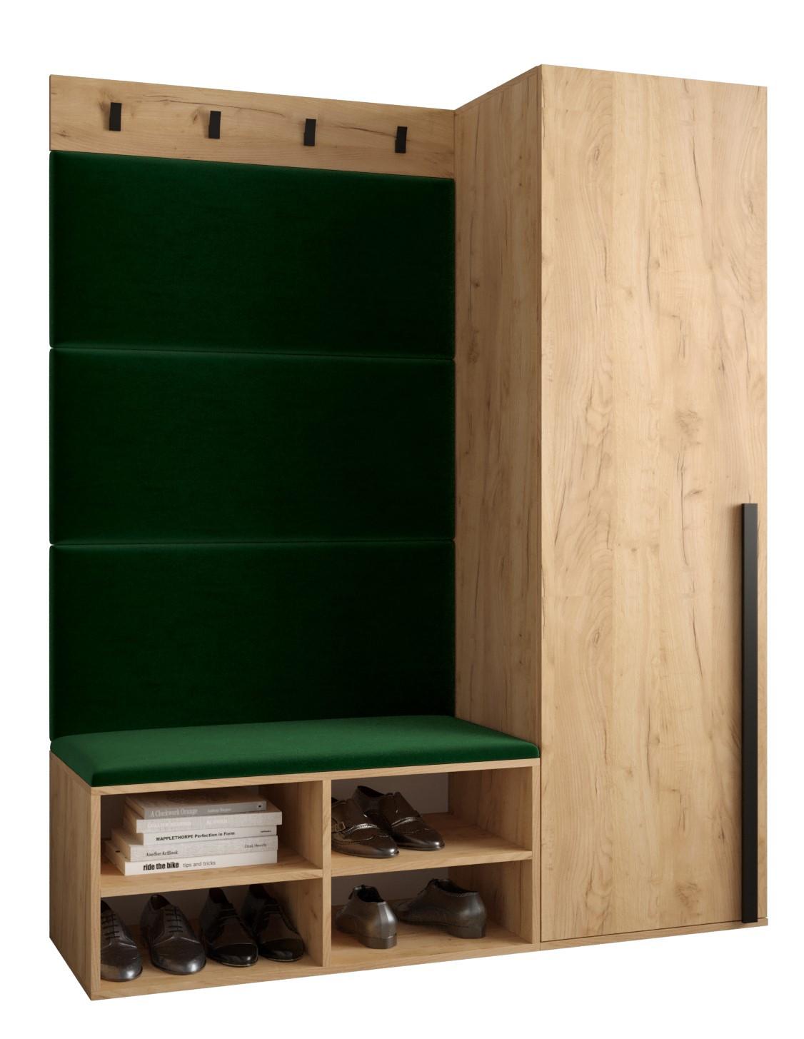GARDEROBEN-SET 134/184/42 - Waldgrün/Eichefarben, Holz/Kunststoff (134/184/42cm) - MÖBEL KRYSPOL