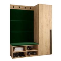 GARDEROBEN-SET 134/184/42 - Waldgrün/Eichefarben, Holz/Kunststoff (134/184/42cm) - MÖBEL KRYSPOL