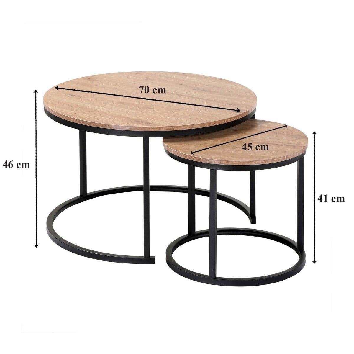 BEISTELLTISCH im 2er-Set - 70/70/45,5 cm - Eichefarben, Holzwerkstoff (77.5/70/45.5cm) - Calicosy