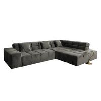 ECKSOFA MIT MOTORISCHEM SITZVORZUG NEVADA Grau Velvet Relaxfunktion - Schwarz/Grau, Textil (319/215cm) - KAWOLA