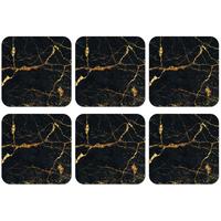 GLASUNTERSETZER 6er-Set Gold - Marmor - Glitzer - Luxus Getränkeuntersetzer 10x10 cm - Goldfarben, Naturmaterialien (10/0.2cm) - MuchoWow