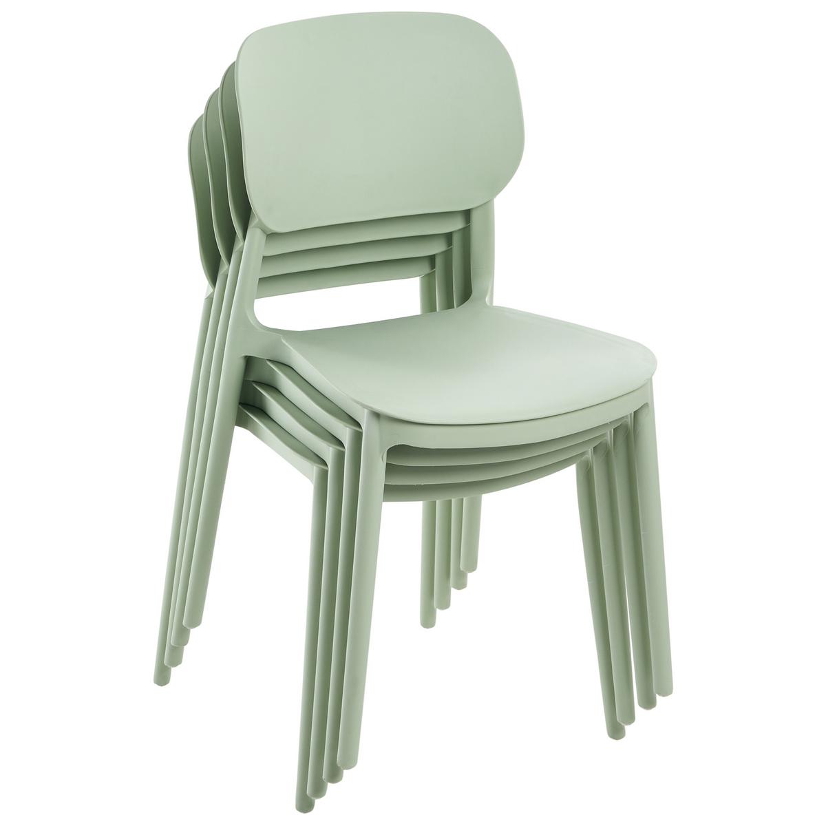 GARTENSTUHL 4er-Set Hellgrün Tupiza - Hellgrün, Kunststoff (47/82/48cm) - Beliani