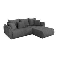 ECKSOFA mit Schlaffunktion Ottomane Rechts TOKO-L 277x194x86 Dunkelgrau Cord - Dunkelgrau/Schwarz, Holzwerkstoff/Kunststoff (277/194cm) - ALTDECOR