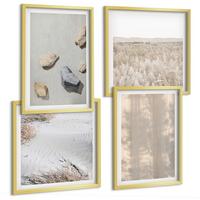 BILDER SET 4er Set - 50x50 cm & 40x60 cm Goldrahmen - Boho-Naturtexturen - Goldfarben, Kunststoff (50/50cm) - TULUP