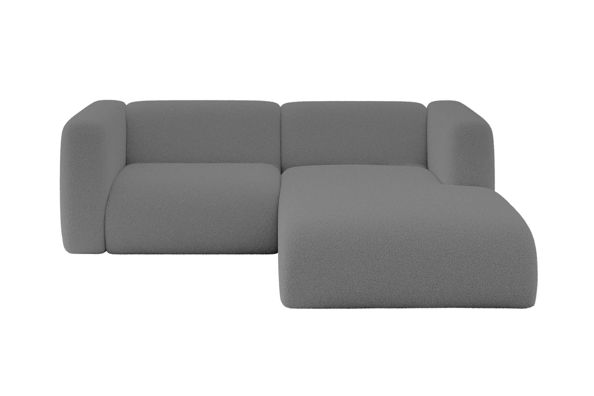 ECKSOFA Ottomane Rechts MIRA-L1 227x179x89 Grau Bouclé - Platinfarben/Schwarz, Holzwerkstoff/Kunststoff (227/179cm) - ALTDECOR