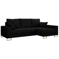 ECKSOFA Dorian Cord Schwarz - Goldfarben/Schwarz, Textil/Metall (242/138cm) - MKS