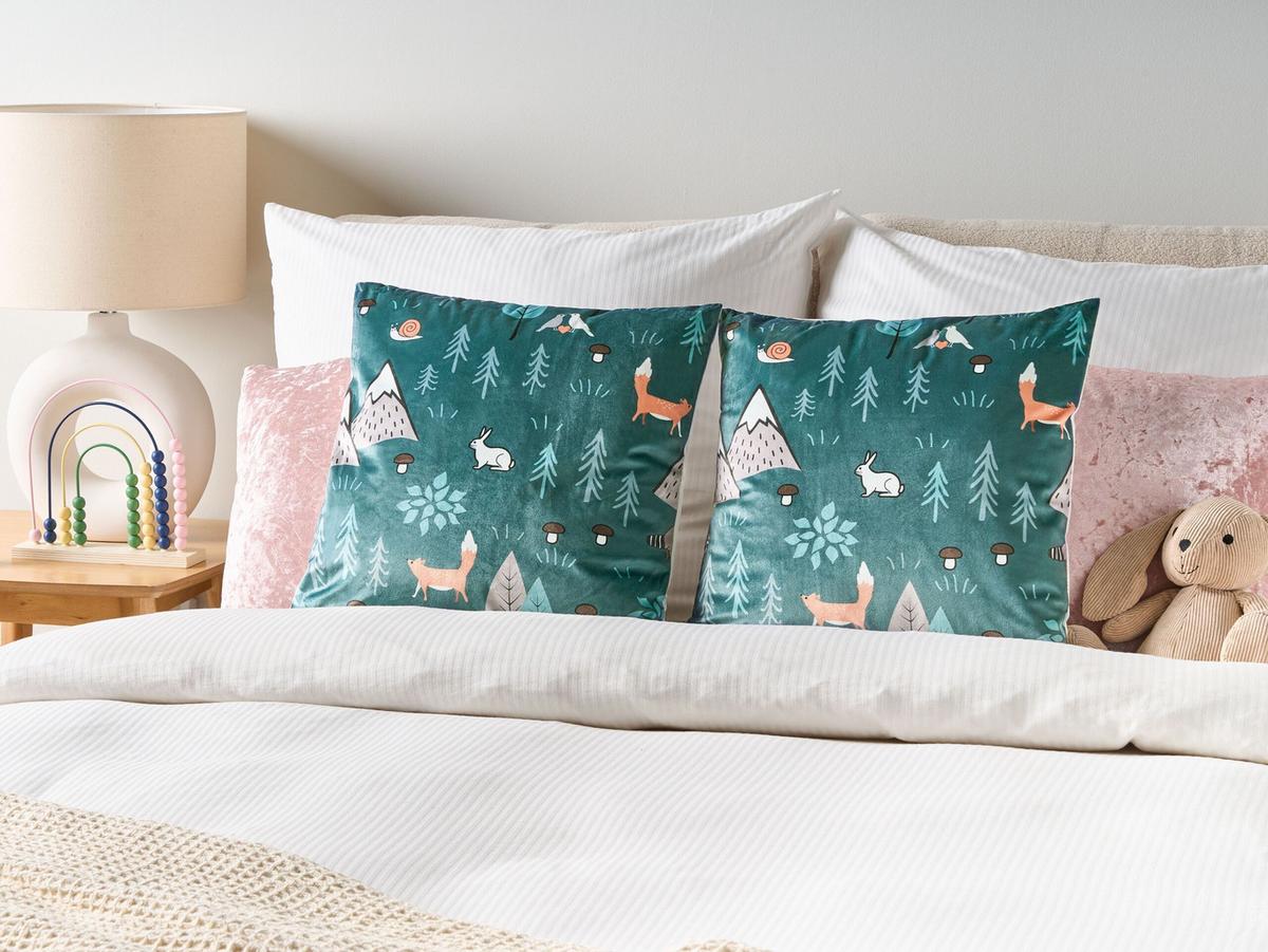 KINDERKISSEN 2er-Set Mintgrün 45/45 cm Foothill - Mintgrün, Textil (45/45cm) - Beliani