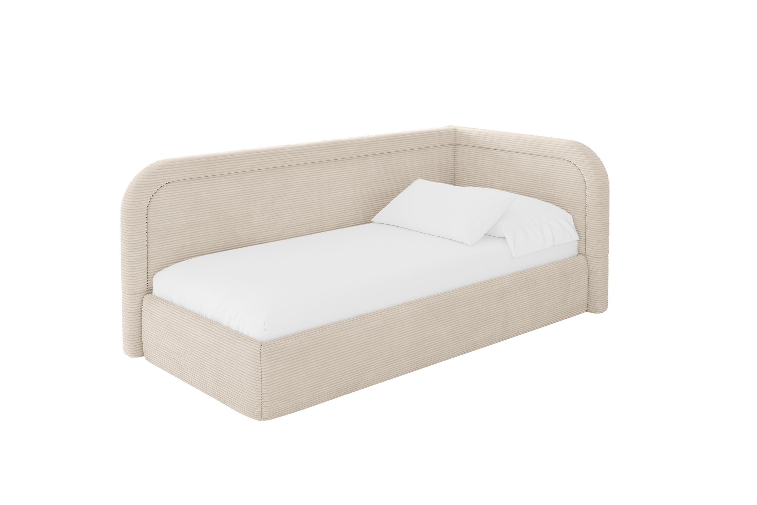 EINZELLBETT Jugendbett mit Bettkasten und Matratze H3/H4, Links - JOVY 100x200 Beige - Creme, Holzwerkstoff/Textil (100/200cm) - ALTDECOR