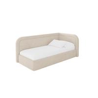 EINZELLBETT Jugendbett mit Bettkasten und Matratze H3/H4, Links - JOVY 90x200 Beige - Creme, Holzwerkstoff/Textil (90/200cm) - ALTDECOR