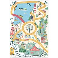 KINDERTEPPICH Riesenrad - Stadt - Tiere - Auto - Kinder Kinderzimmer 90x135 cm - Multicolor, Kunststoff (90/0.3cm) - OnlyWow