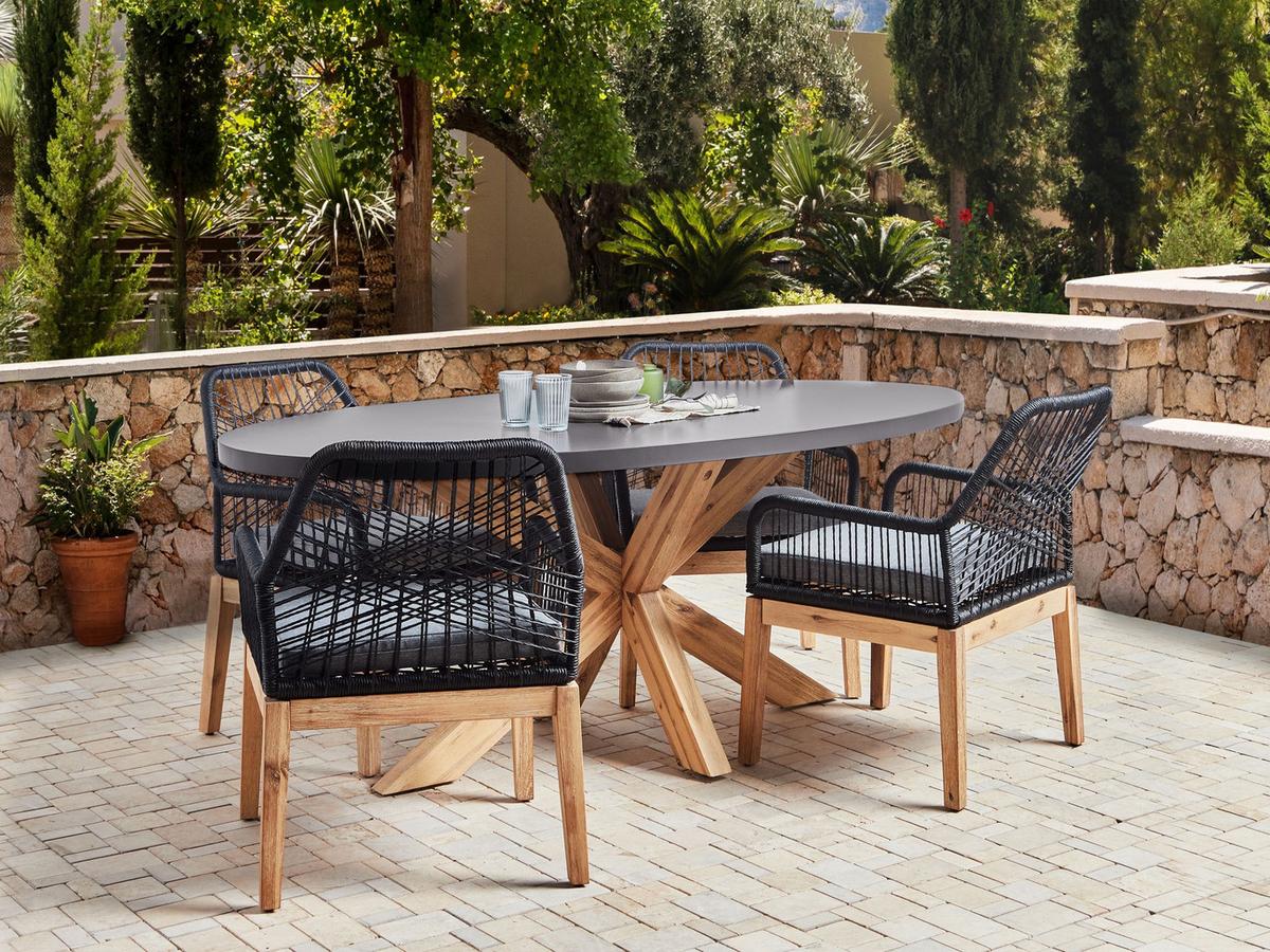 GARTENMÖBEL-SET 4-Sitzer Schwarz Beton Oristano - Grau, Stein - Beliani