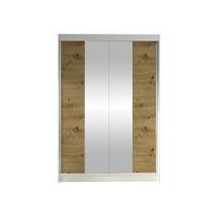 SCHWEBETÜRENSCHRANK Lino II - Weiß/Eiche Artisan, Holzwerkstoff/Metall (120/200/58cm) - MIRJAN24