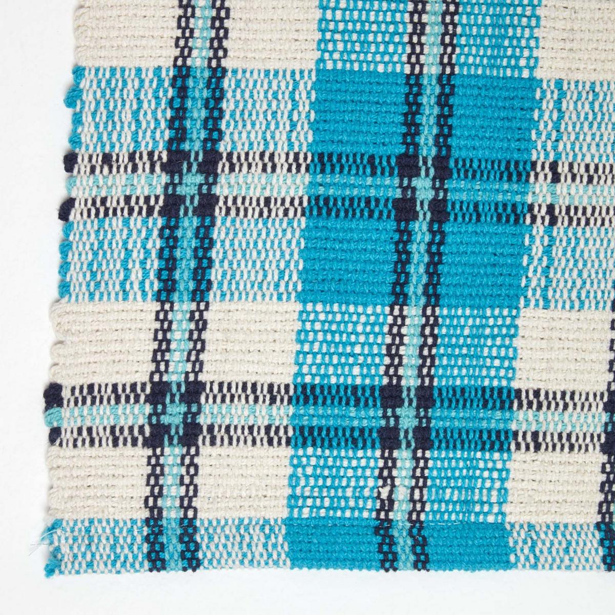 TEPPICHLÄUFER Irvine, Baumwolle kariert 66/200 cm - Blau, Textil (66/200cm) - Homescapes