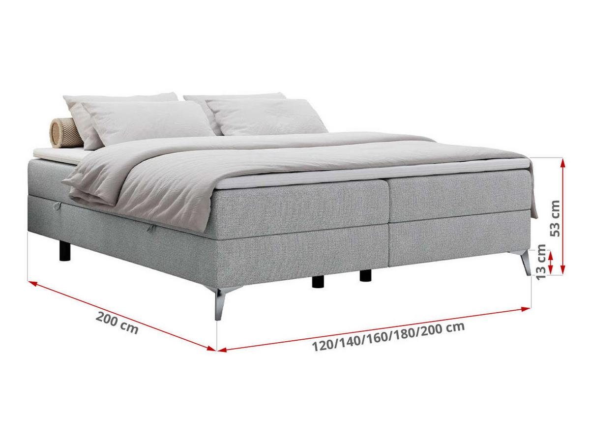 BOXBETT LESS 180/200 Hellgrau Struktur - H4 - Hellgrau, Holz/Textil (180/200cm) - MKS