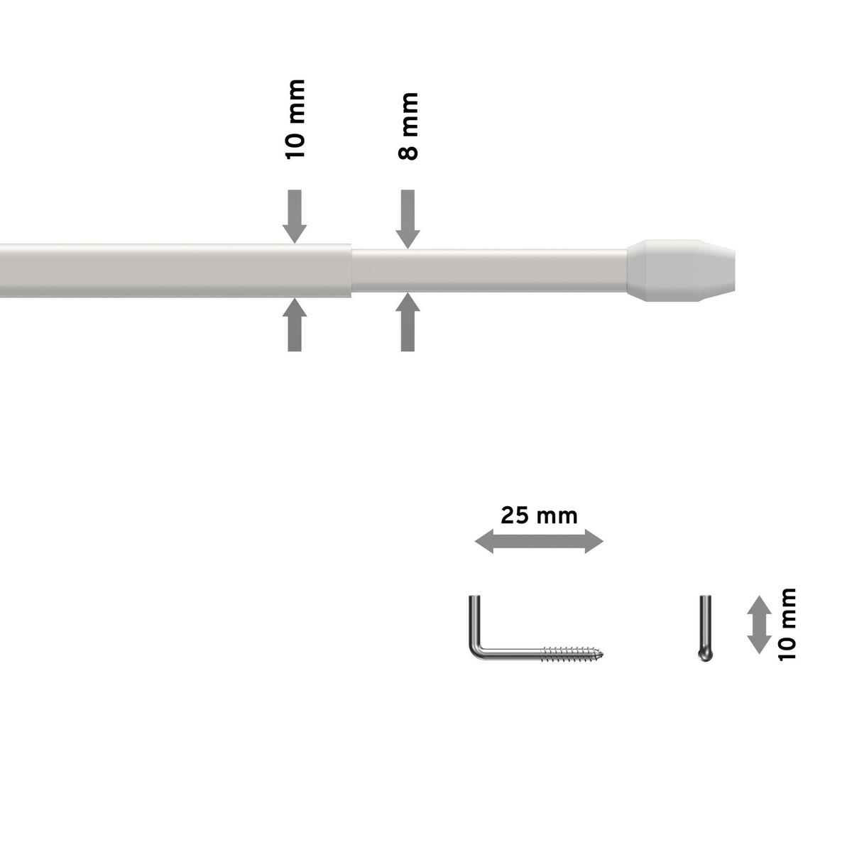 SCHEIBENSTANGEN / VITRAGESTANGEN MIT KLEBEHAKEN Geno 50-80 cm, oval, Weiß, Packung 2 Stück - Weiß, Kunststoff/Metall (1.2/2.4/80cm) - INTERDECO