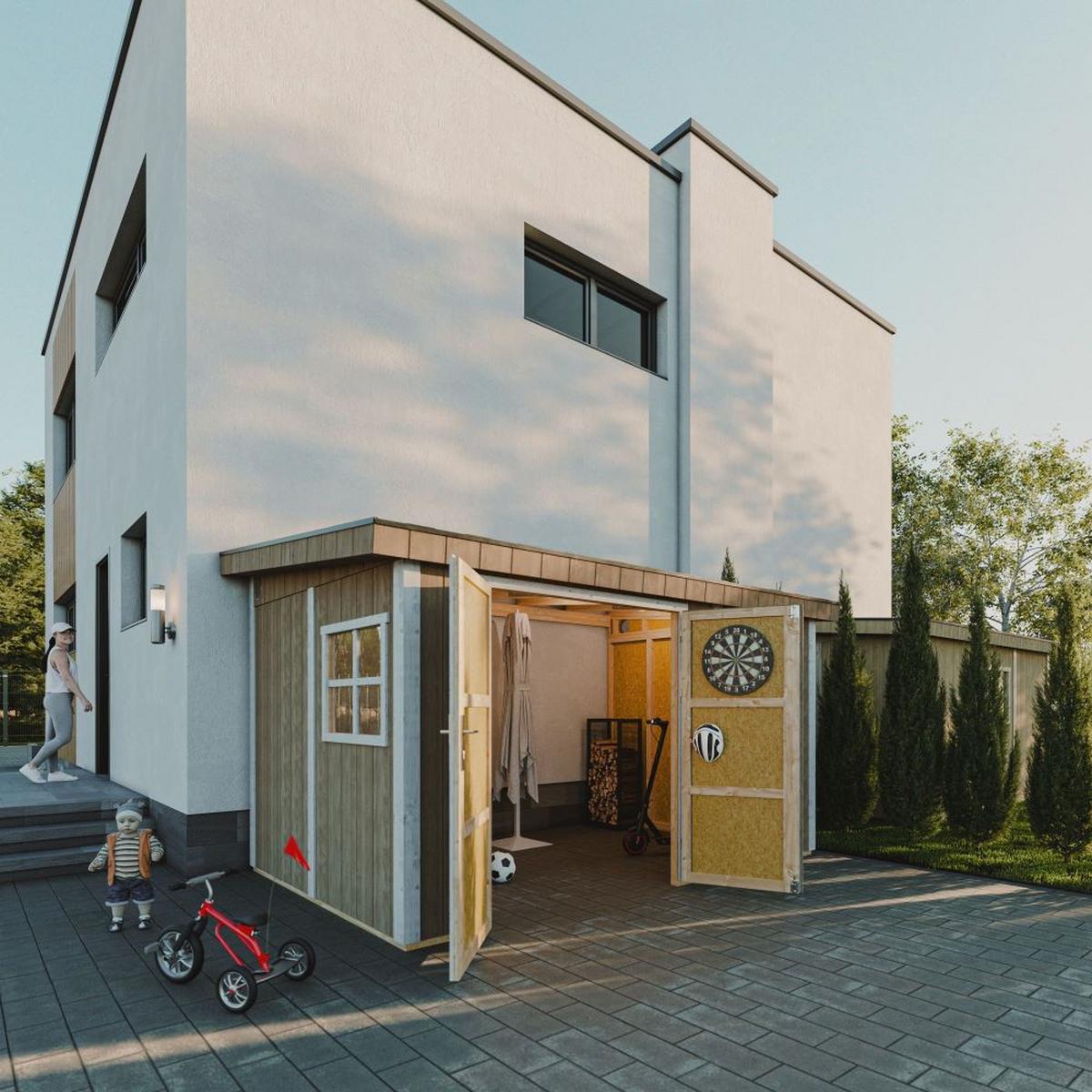 GARTENHAUS 5,9 m² - H231x248x294 cm - Ohne Boden und Seitenwand – M938B-TERRA BROWN - Hellbraun, Holz (236/231/250cm) - Timbela