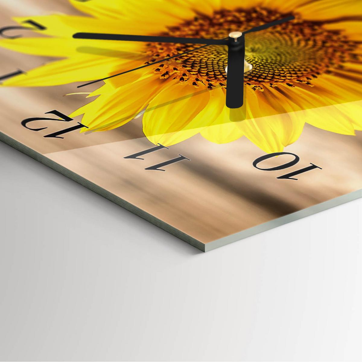 WANDUHR aus Glas 30x30 cm - Sonnenblume - Gelb, Glas (30/30/0.4cm) - TULUP