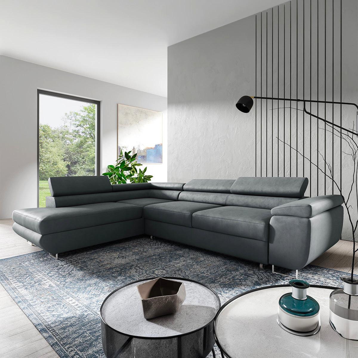 ECKSOFA Lyam 4 Sitzplätze Dunkelgrau - Grau, Holzwerkstoff (271/201cm) - Petits-meubles