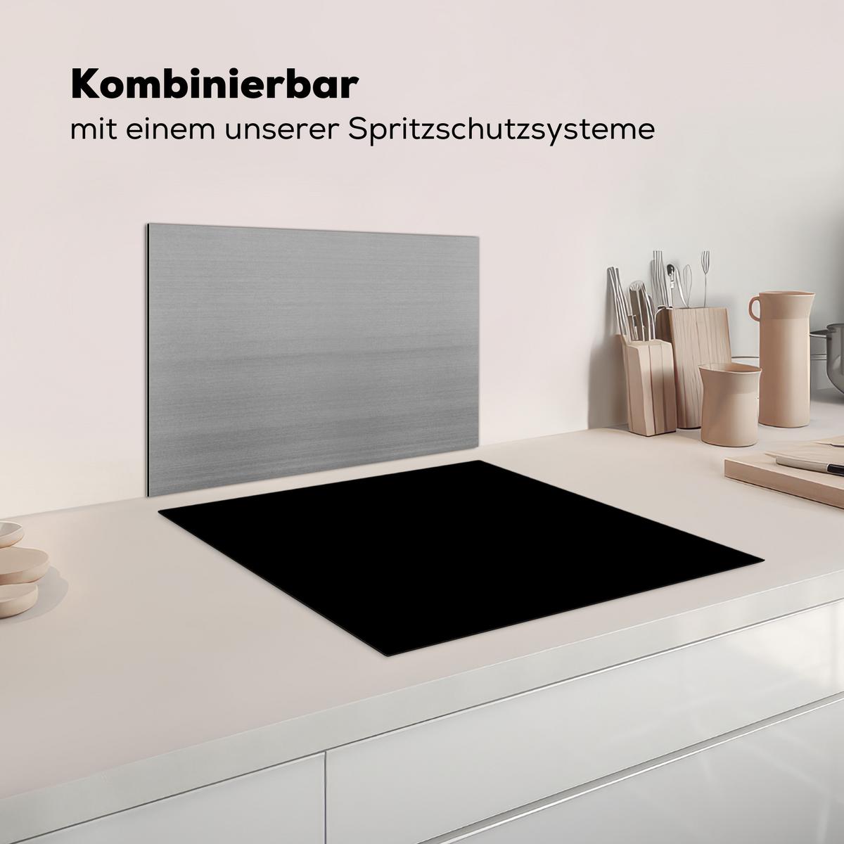 HERDABDECKPLATTE Schwarz - Einfarbig Abdeckung Ceranfeld 59x51 cm - Schwarz, Kunststoff (59/51/0.2cm) - MuchoWow