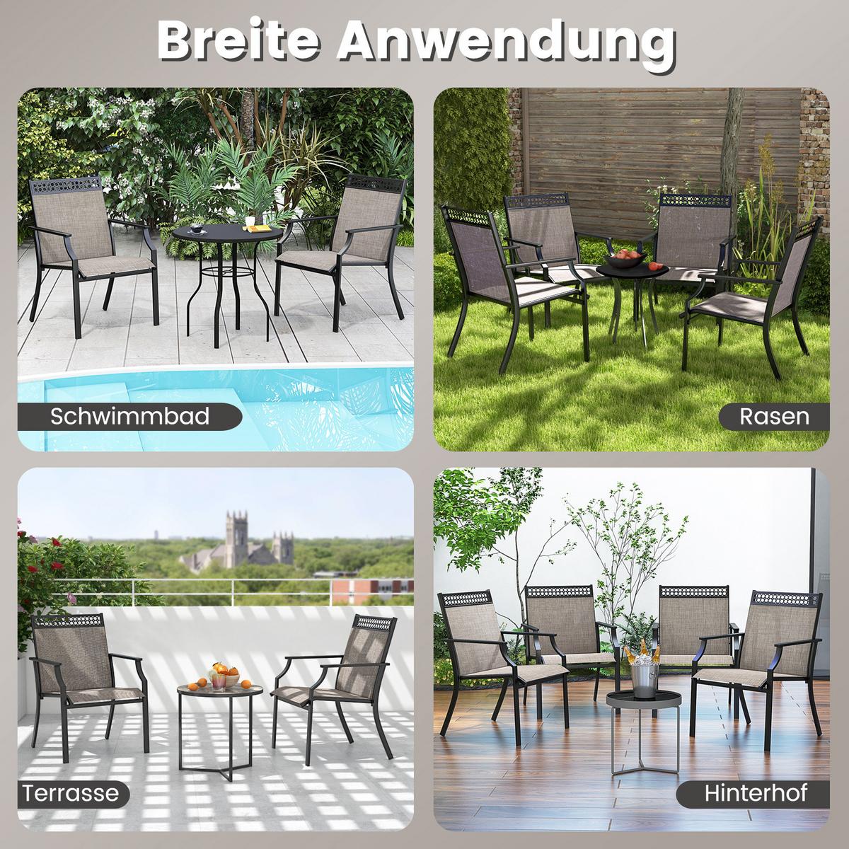 TERRASSENSTÜHLE Kaffee(2er-Set) - Braun, Metall (66/90/61cm) - COSTWAY