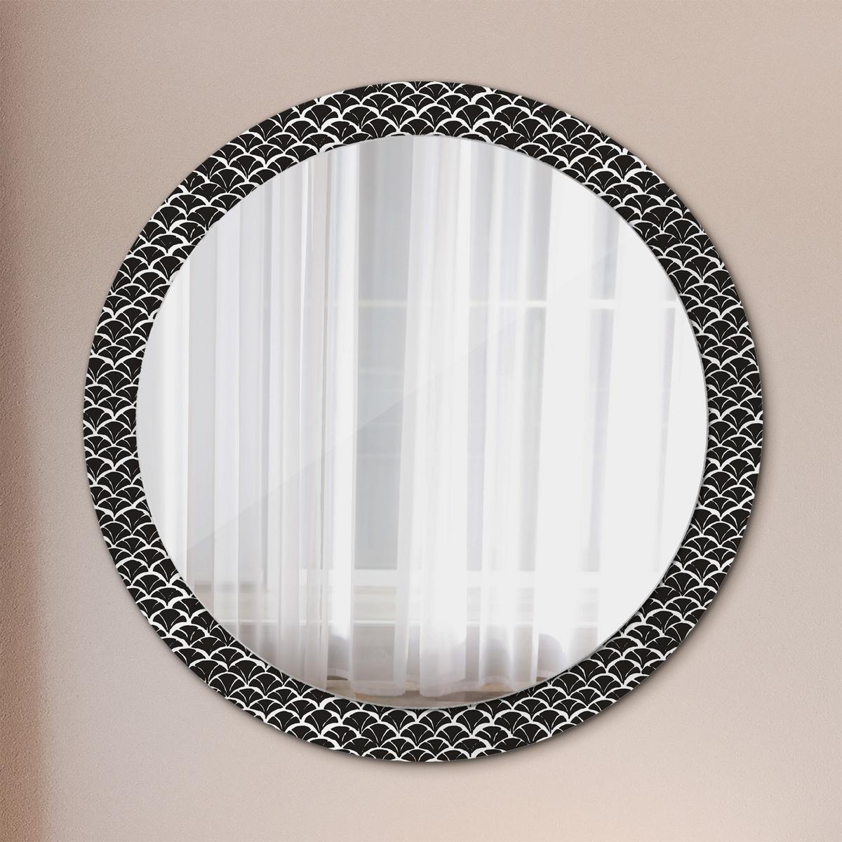 SPIEGEL Rund Ø 90 cm mit Aufdruck - Schwarz, Glas (90/90/0.4cm) - Wallfluent