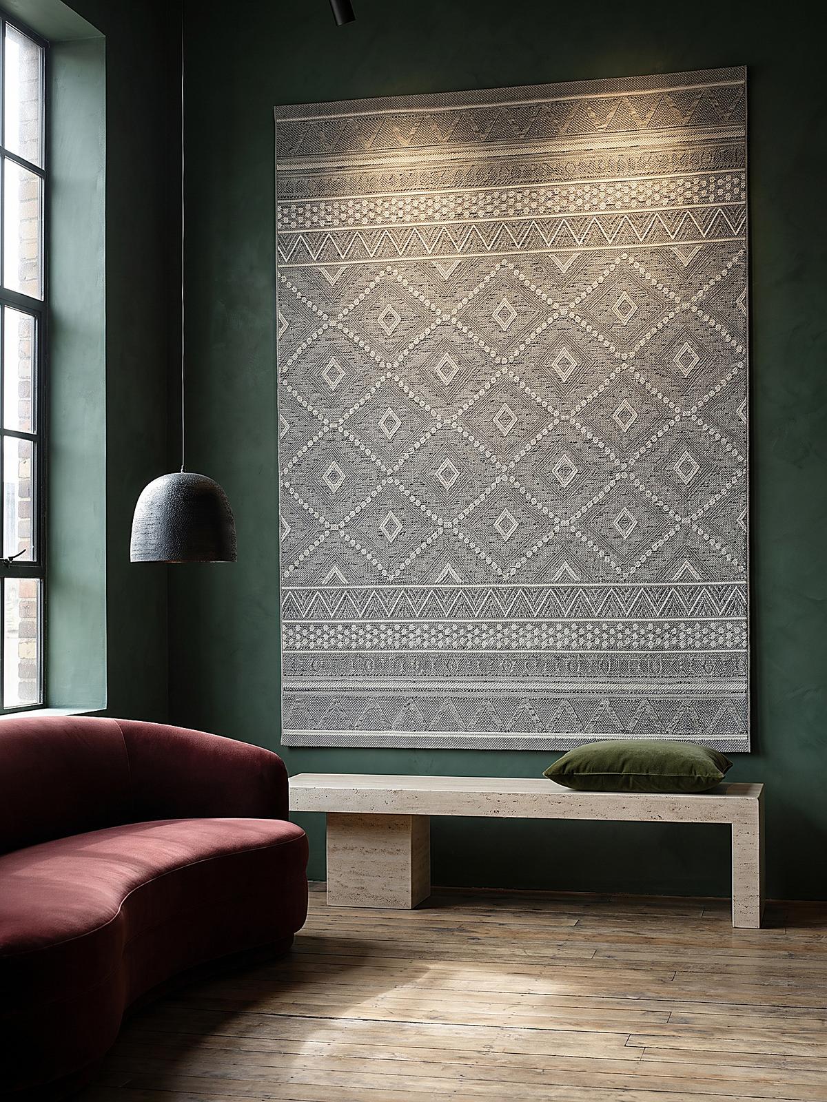 TEPPICH Flachgewebe ESERA Ethno-Rauten Polypropylen Grau 240 x 340 cm - Grau, Textil (240/340cm) - KADIMA DESIGN
