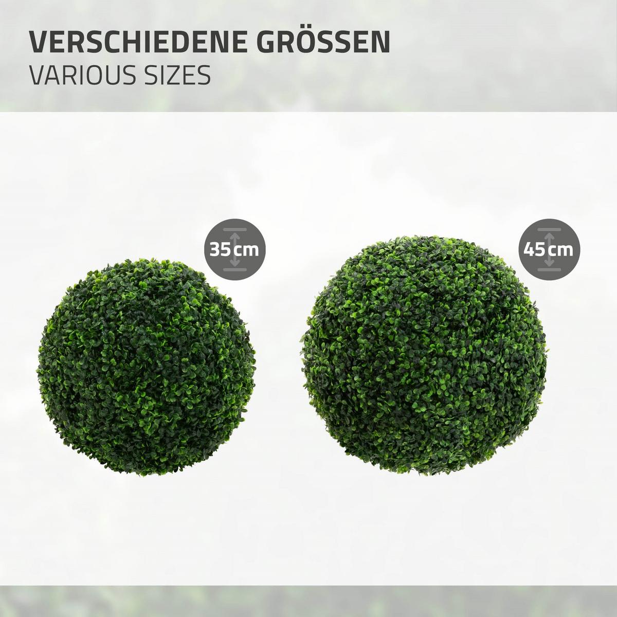 KÜNSTLICHE Buchsbaumkugel 2er Set groß Ø35 cm Grün aus Kunststoff - Grün, Kunststoff/Textil (45cm) - ML-DESIGN