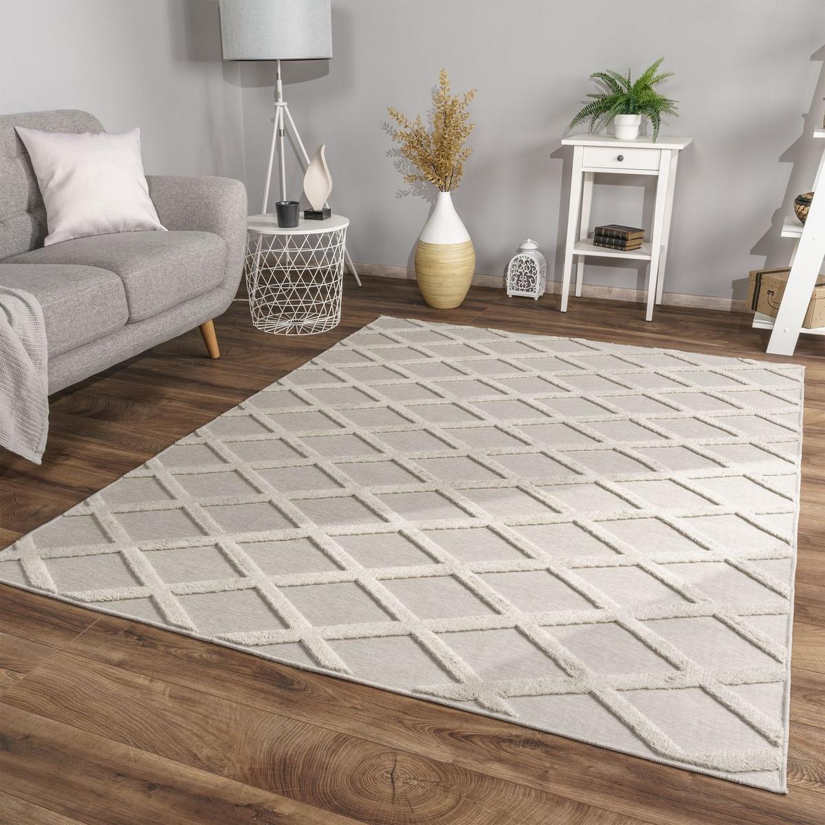 FLACHWEBETEPPICH Skandinavisch Hellbeige Creme 120 x 160 cm - Beige, Kunststoff (120/160cm) - TT Home