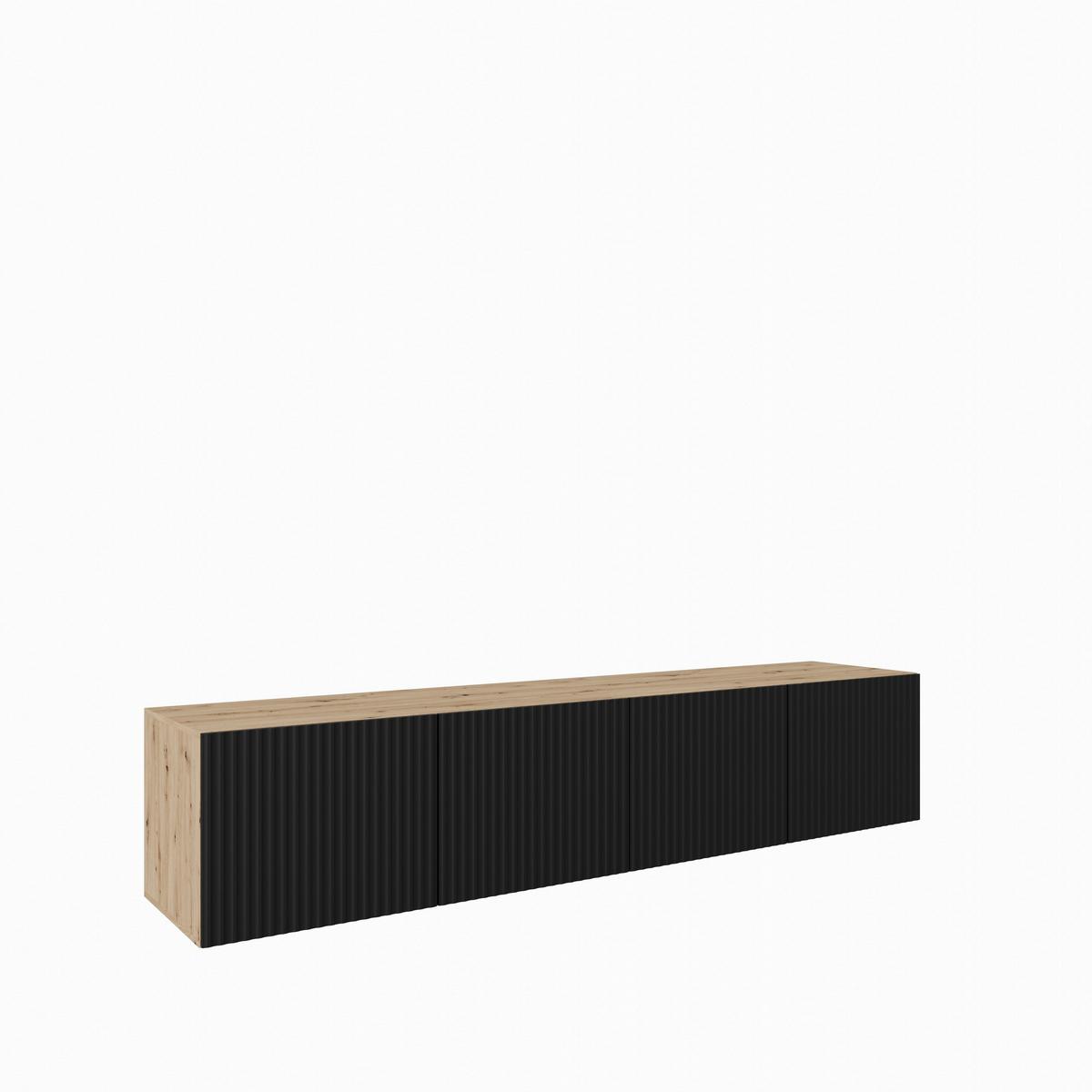 LOWBOARD VAREN 200/41/40 cm, Hängender TV-Schrank Eiche Artisan - Schwarz/Eiche Artisan, Holzwerkstoff (200/41/40cm) - MASSENO