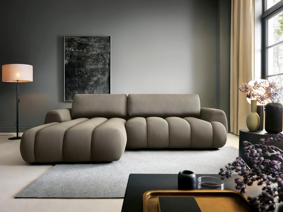 ECKSOFA SITO Braun Jersey mit Schlaffunktion - Braun, Holz (272/168cm) - MASSENO
