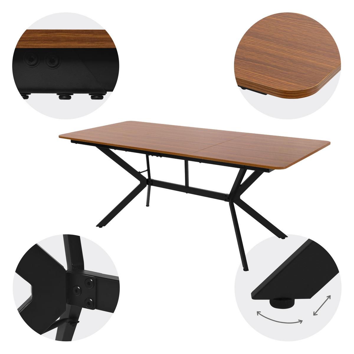 ESSTISCH aus MDF Dunkelbraun mit Stahlgestell rechteckig - Dunkelbraun, Holzwerkstoff (180/80/75cm) - ML-DESIGN
