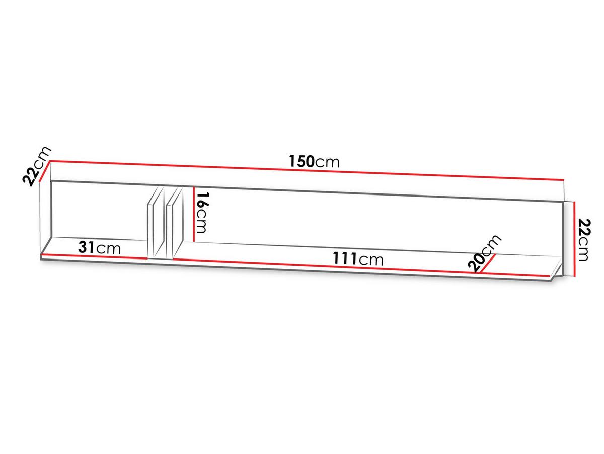 WANDREGAL Alsy AL14 - Eichefarben/Anthrazit, Holzwerkstoff (150/22/22cm) - MIRJAN24
