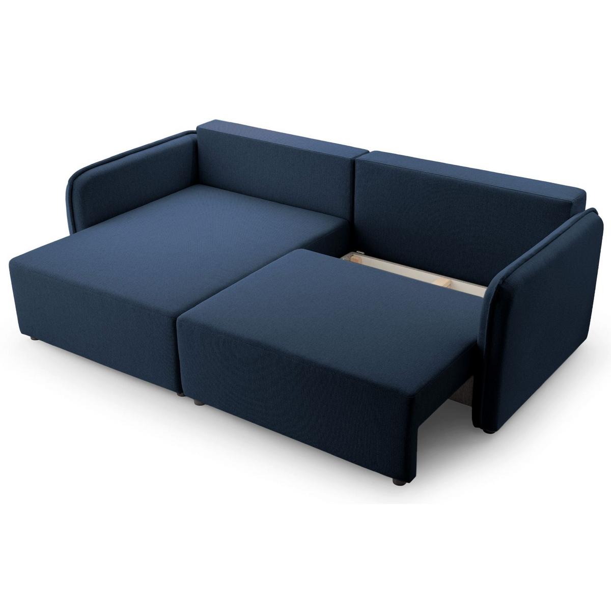 ECKSOFA Kassian, Marineblau Strukturstoff, linksseitig - Schwarz/Dunkelblau, Kunststoff/Textil (227/147cm) - Selsey