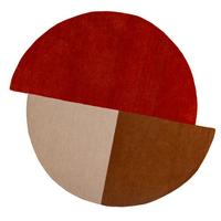WOLLTEPPICH HALLEIN, geometrisch, Rot-Beige, Ø 200 cm - Rot, Textil (200/200cm) - KADIMA DESIGN